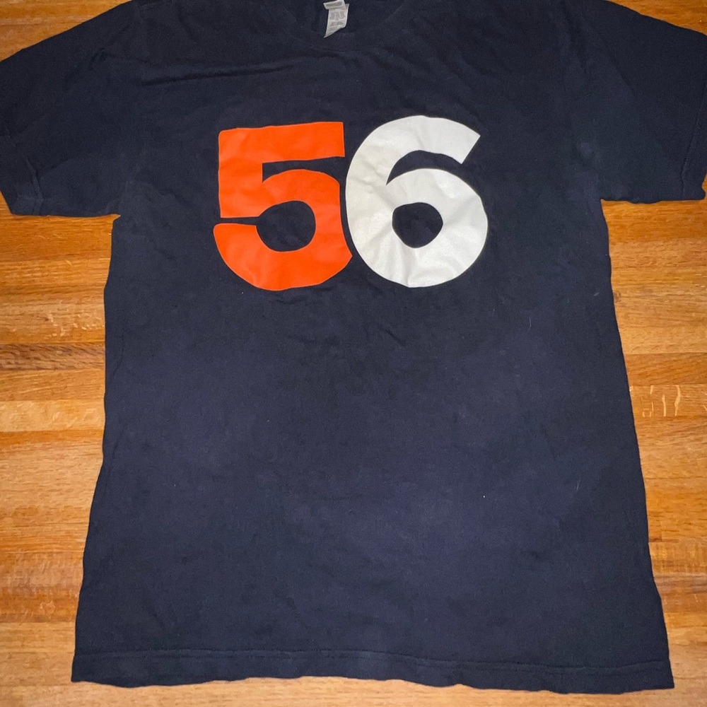 American Apparel Dark Blue Tee with Bold Orange and White Numbers